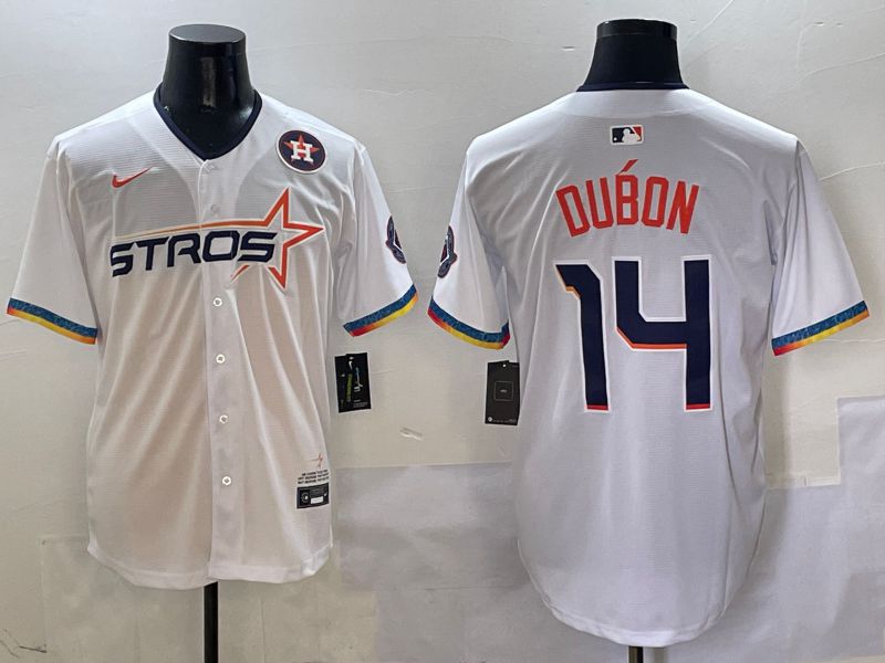 Men Houston Astros #14 Dubon White Fourth generation Joint Name Nike 2025 MLB Jersey style 10